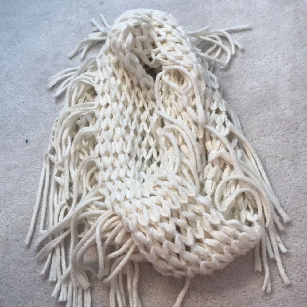 White Fringe Infinity Scarf